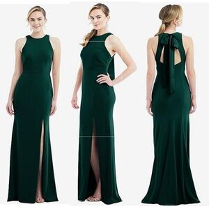 NWT Dessy Collection Crepe Cutout Halter Trumpet Maxi Dress Gown Size 8 3084S